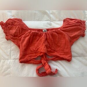 Orange Crop Top with Tie Back